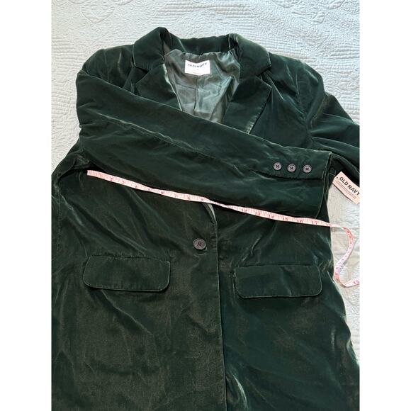 Emerald Green Velvet Long Blazer Size Large Holiday Christmas Party Old Navy - Picture 11 of 15